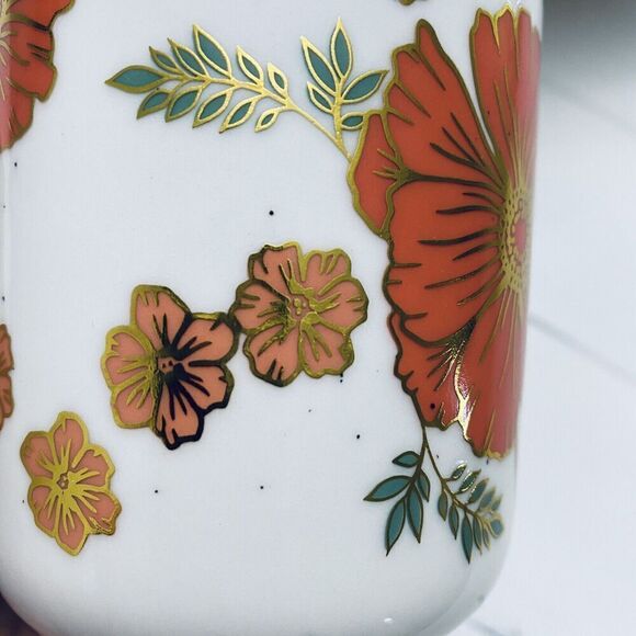 Seeds and Sunshine Poppy Metallic Floral Ceramic Coffee Mug Retro 70s - Picture 9 of 10